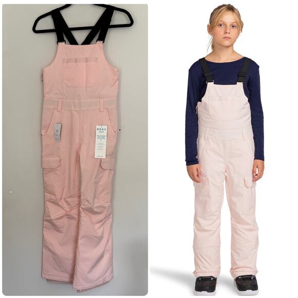 Roxy Non Stop Bib Snow Pants in Light Pink - Picture 1 of 10